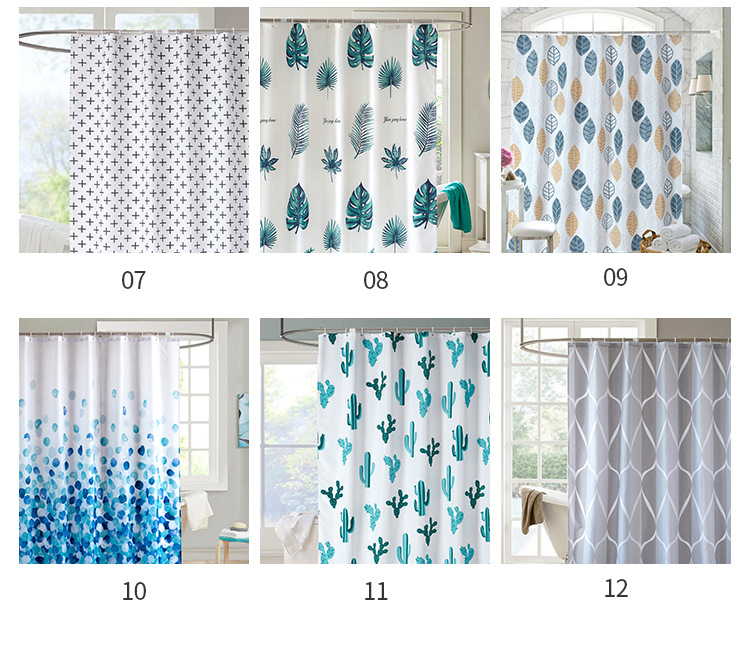 Home Bathroom Waterproof Shower Curtain Home Bathroom Amazon Cross-Border Shower Curtain Pattern Variety Bath Curtain Factory Direct Supply