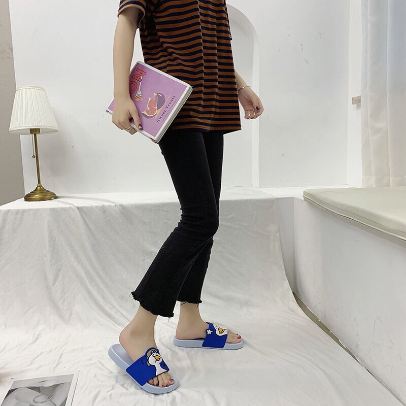 Girl heart slipper female summer indoor flat bottom non-slip cartoon cute duckling family home summer cool bottom bathroom Girl heart slipper female summer indoor flat bottom non-slip cartoon cute duckling family home summer cool bottom bathroom