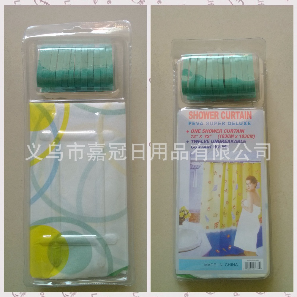 European style simple modern pure color PE bath curtain bubble shell installed double bubble shell shower room curtain