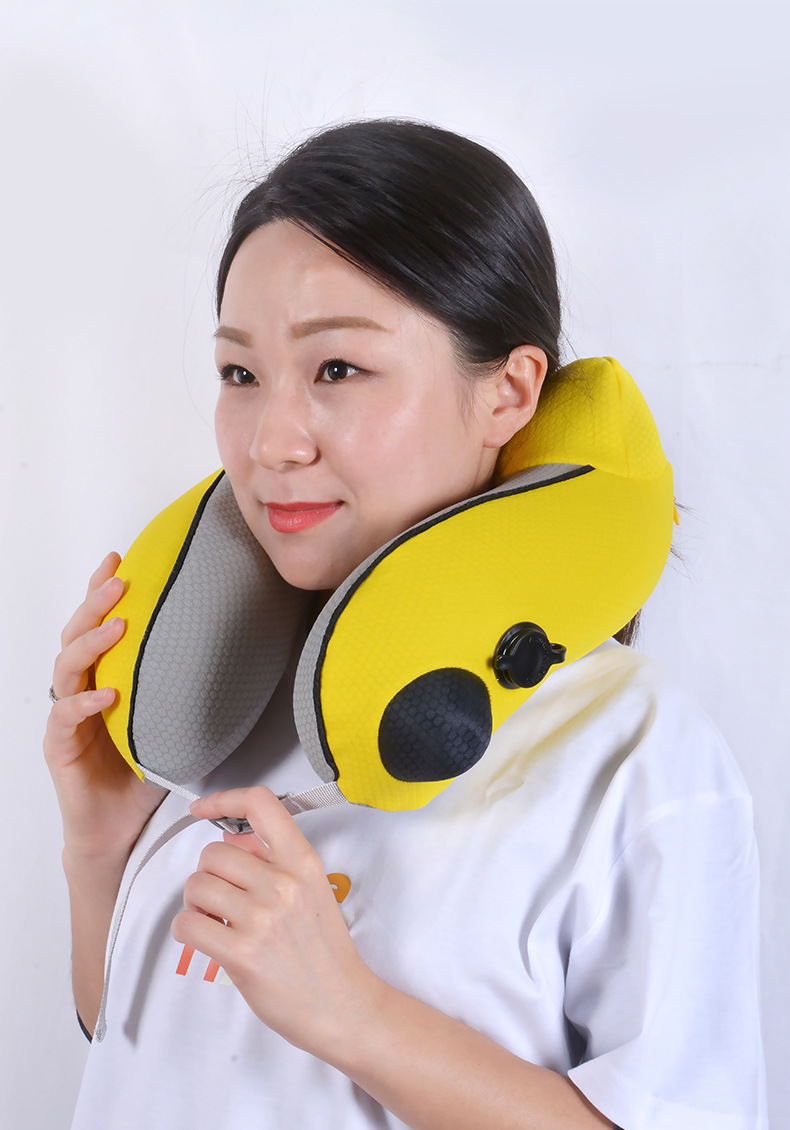 Inflatable U Pillow Travel Neck Pillow Press Automatic Traveling Pillow Adult Aircraft U-Shaped Cervical Pillow Nap Cross-Border