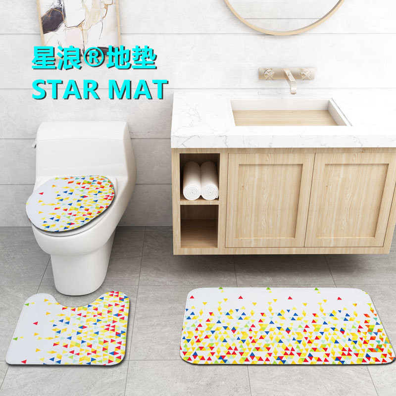 STAR MAT  fresh geometric figure four-piece bath curtain waterproof polyester fabric hotel bathroom curtain