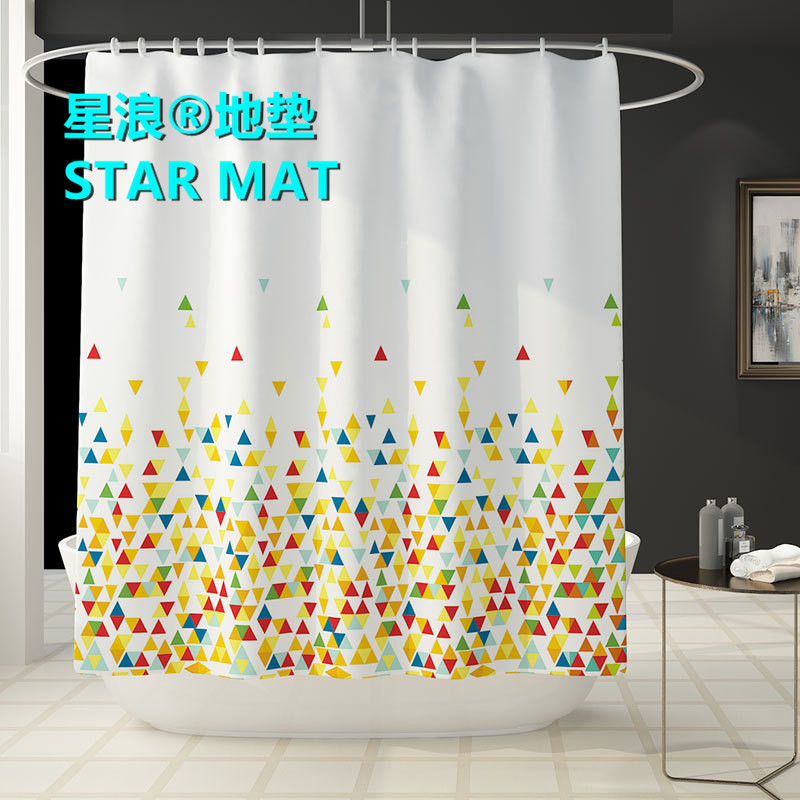 STAR MAT  fresh geometric figure four-piece bath curtain waterproof polyester fabric hotel bathroom curtain