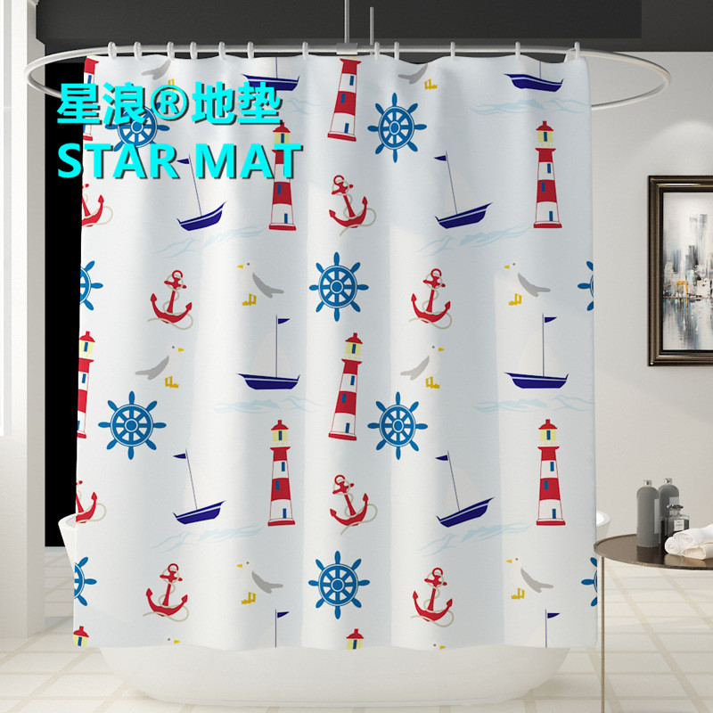 STAR MAT fresh and elegant geometric four-piece bath curtain waterproof polyester fabric hotel bathroom curtain STAR MAT fresh and elegant geometric four-piece bath curtain waterproof polyester fabric hotel bathroom curtain