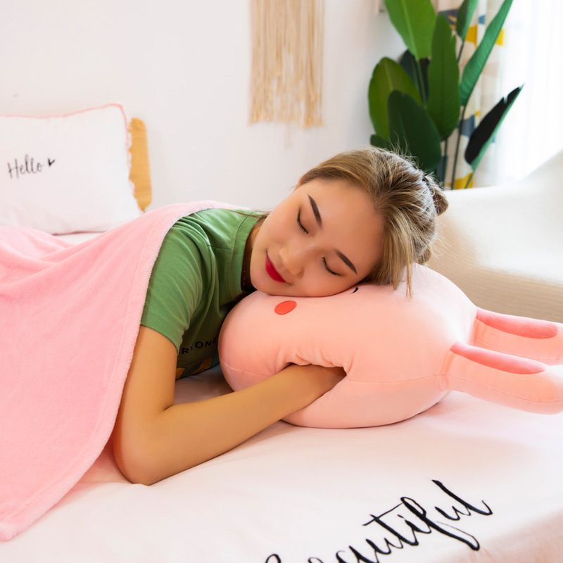 Forest Animal Plush Toy Hand Warmer Air Conditioning Blanket Three-in-One Rabbit Lion Frog Monkey Pillow Airable Cover