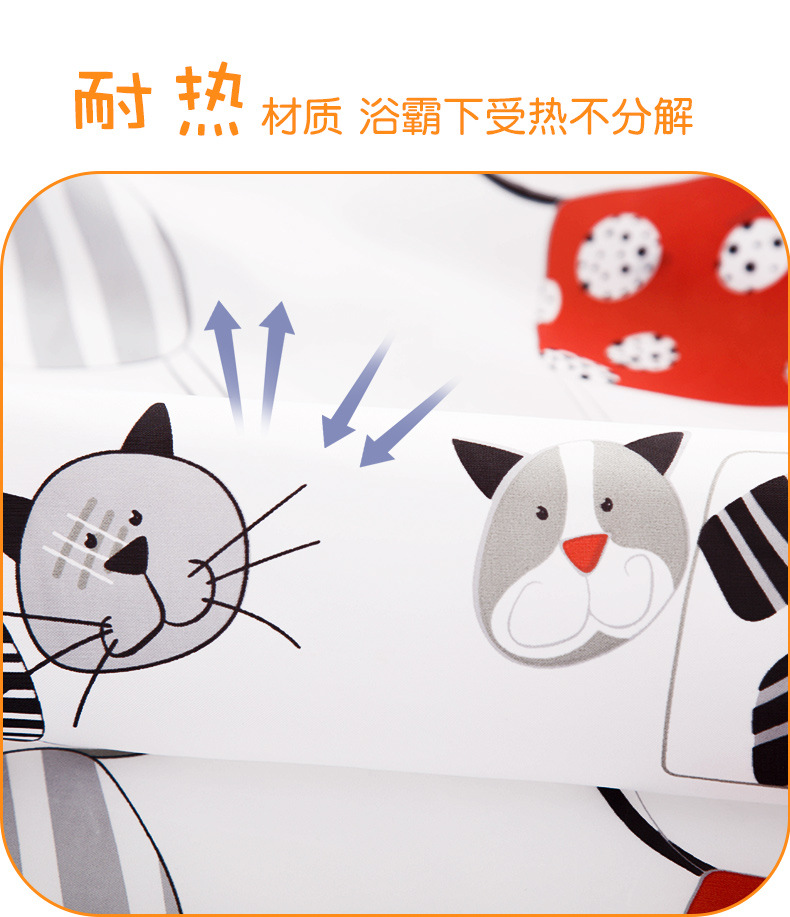 Bath curtain European and American fashion cartoon naughty cat PEVA Bath curtain environmental protection thickening Bath curtain Bath curtain European and American fashion cartoon naughty cat PEVA Bath curtain environmental protection thickening Bath curtain