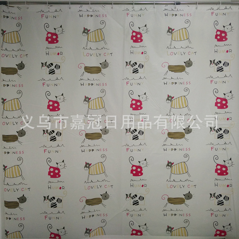 Bath curtain European and American fashion cartoon naughty cat PEVA Bath curtain environmental protection thickening Bath curtain Bath curtain European and American fashion cartoon naughty cat PEVA Bath curtain environmental protection thickening Bath curtain