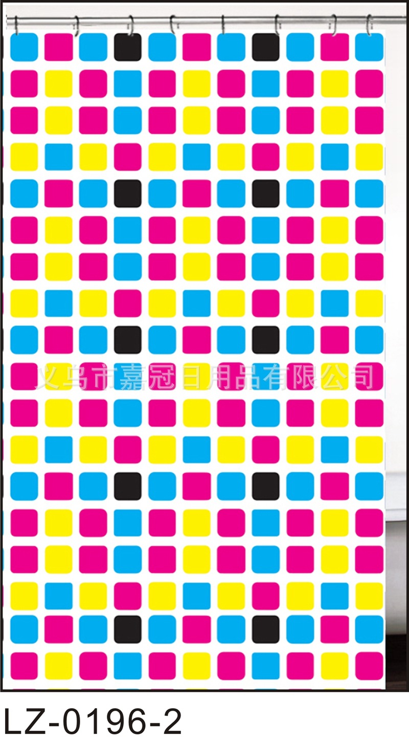 Russian square printing color grid PEVA bath curtain waterproof and thickened anti-mildew shower curtain
