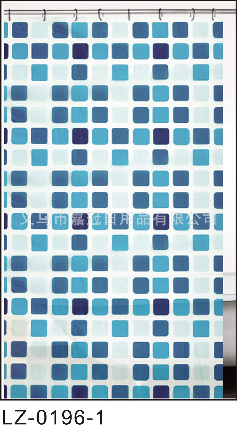 Russian square printing color grid PEVA bath curtain waterproof and thickened anti-mildew shower curtain