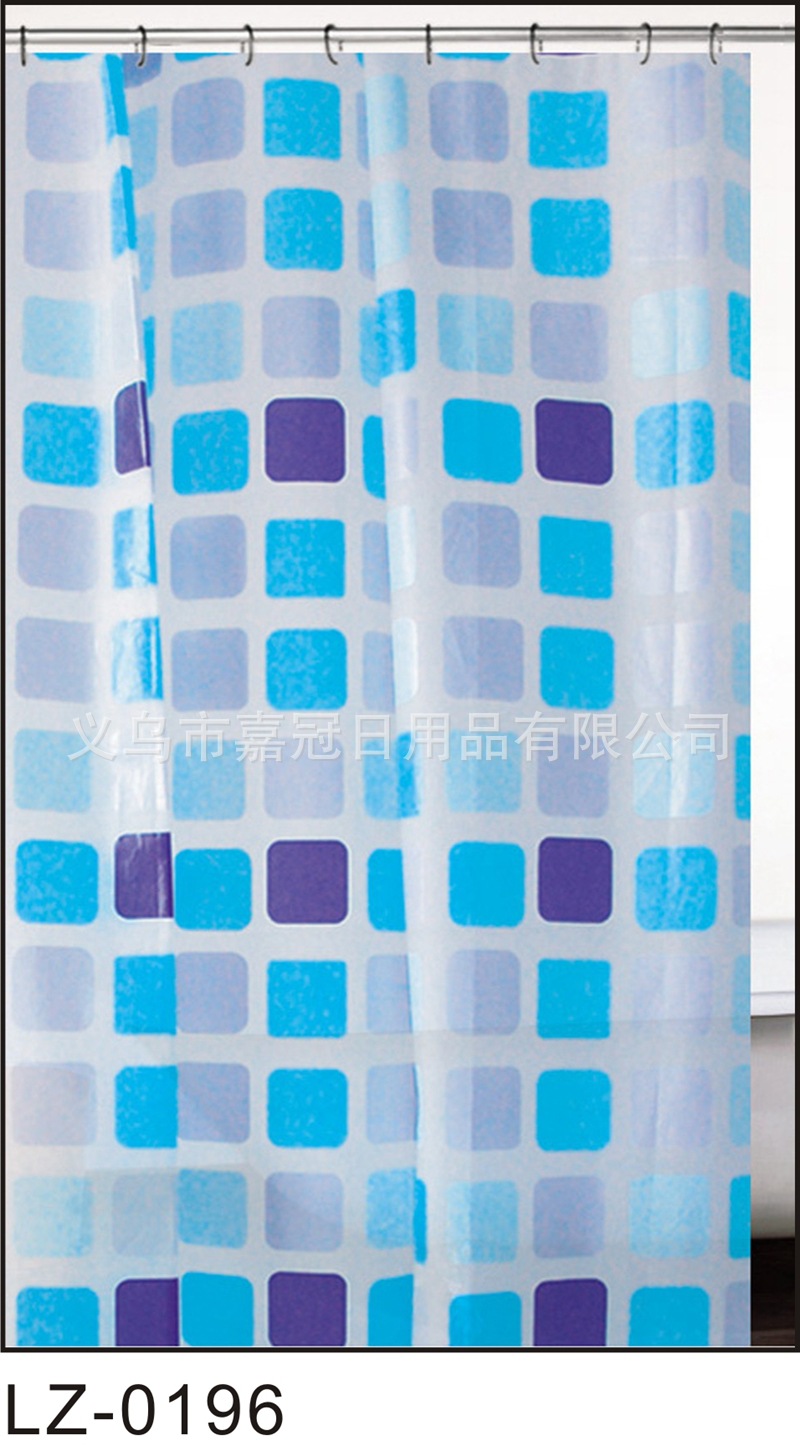 Russian square printing color grid PEVA bath curtain waterproof and thickened anti-mildew shower curtain