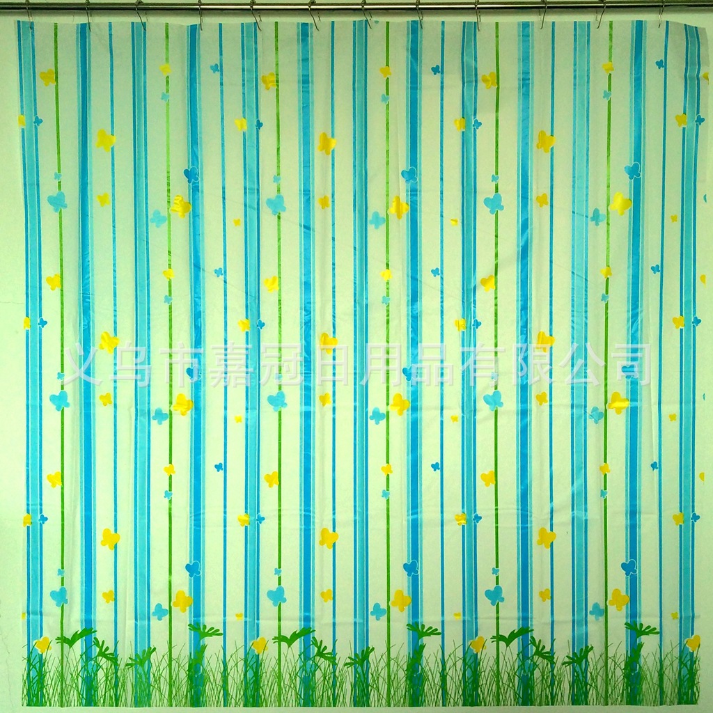 European-style bathroom daily necessities lace hardcover blue butterfly flower PEVA bath curtain environmental protection bathroom curtain