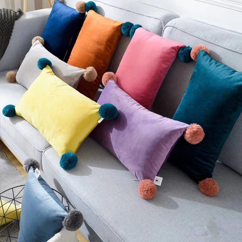 Simple Netherlands Velvet Pillow Nordic Instagram Style Sofa Cushion Bedside Cushion Velvet Backrest Pillow Cover Wholesale