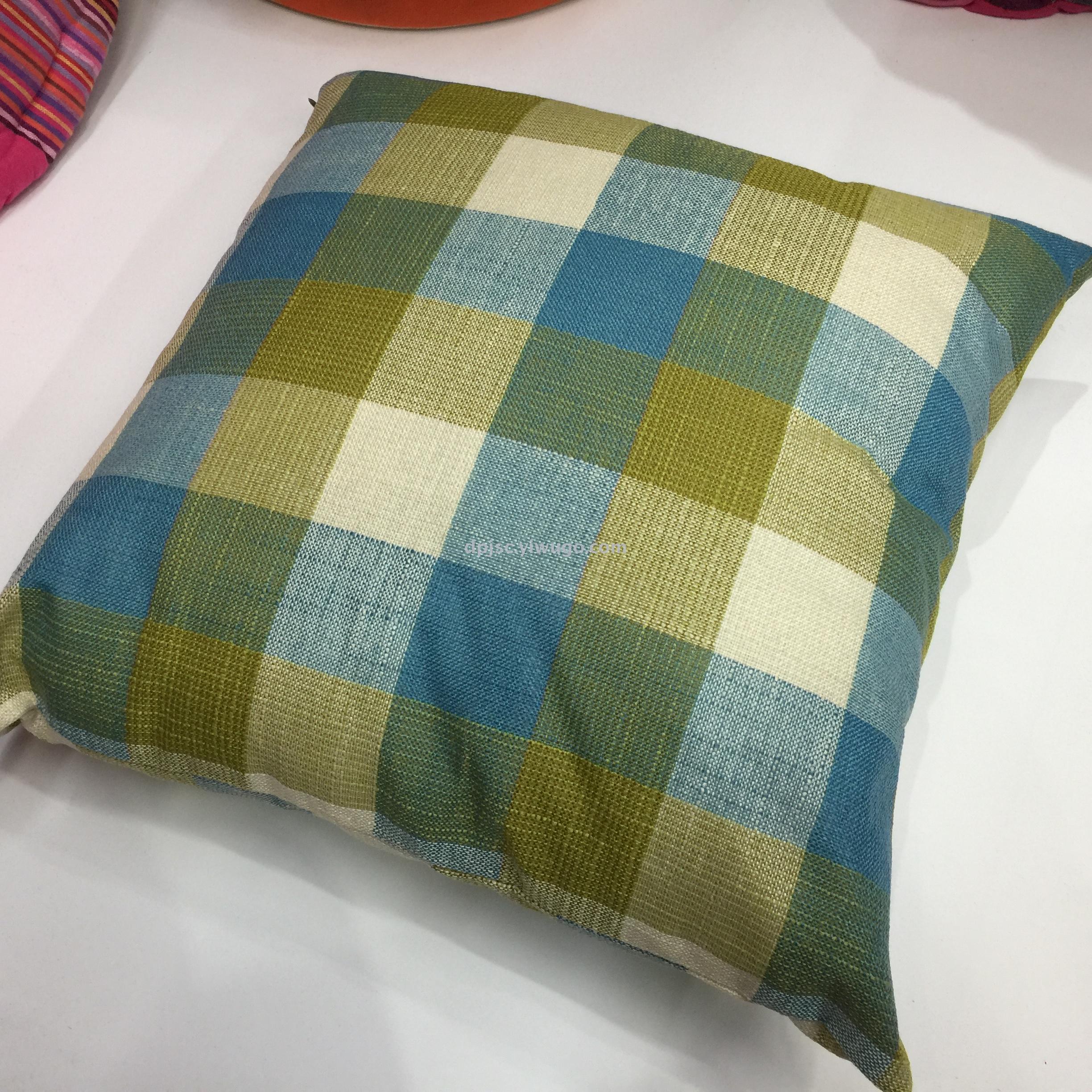 Plaid pillow, cushion for leaning on, simple cotton and linen pillow, pillow case