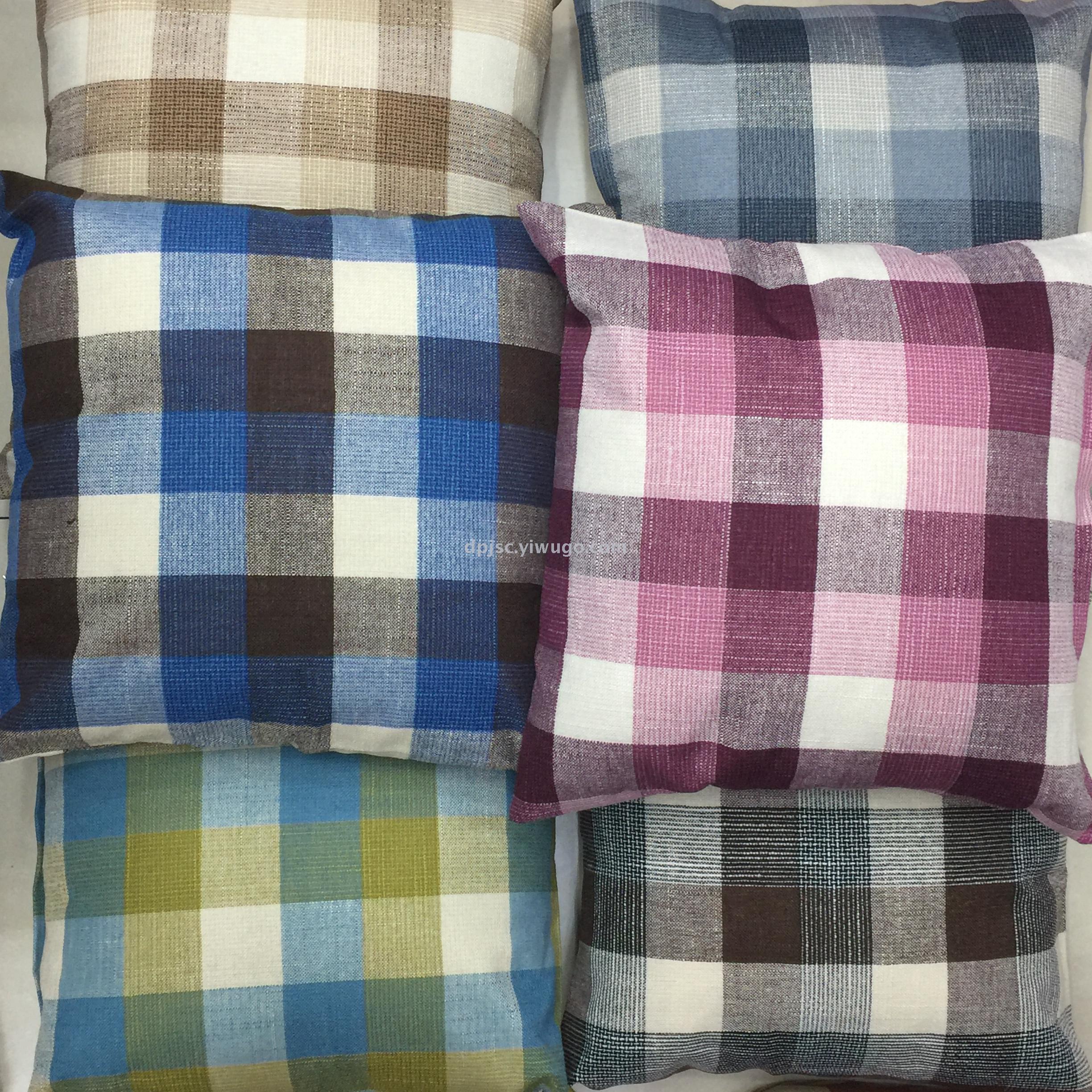Plaid pillow, cushion for leaning on, simple cotton and linen pillow, pillow case
