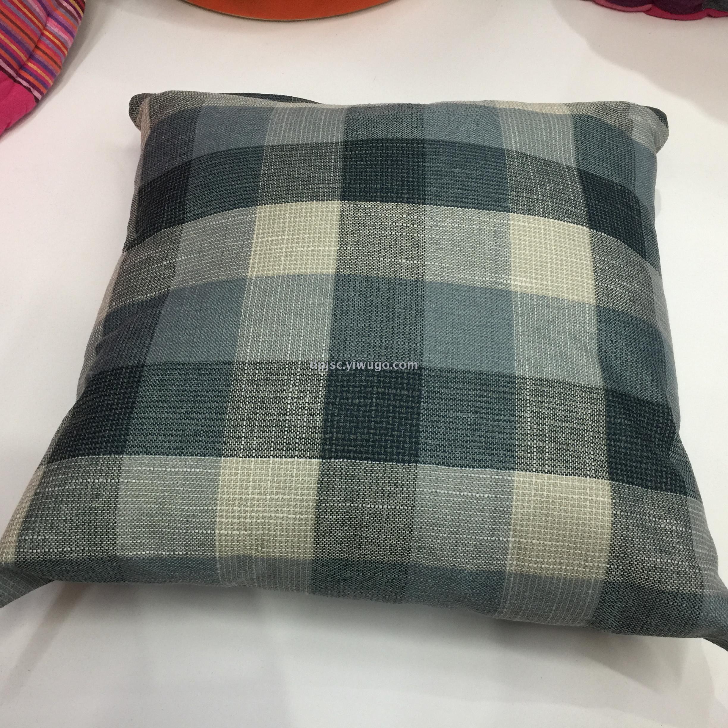 Plaid pillow, cushion for leaning on, simple cotton and linen pillow, pillow case Plaid pillow, cushion for leaning on, simple cotton and linen pillow, pillow case