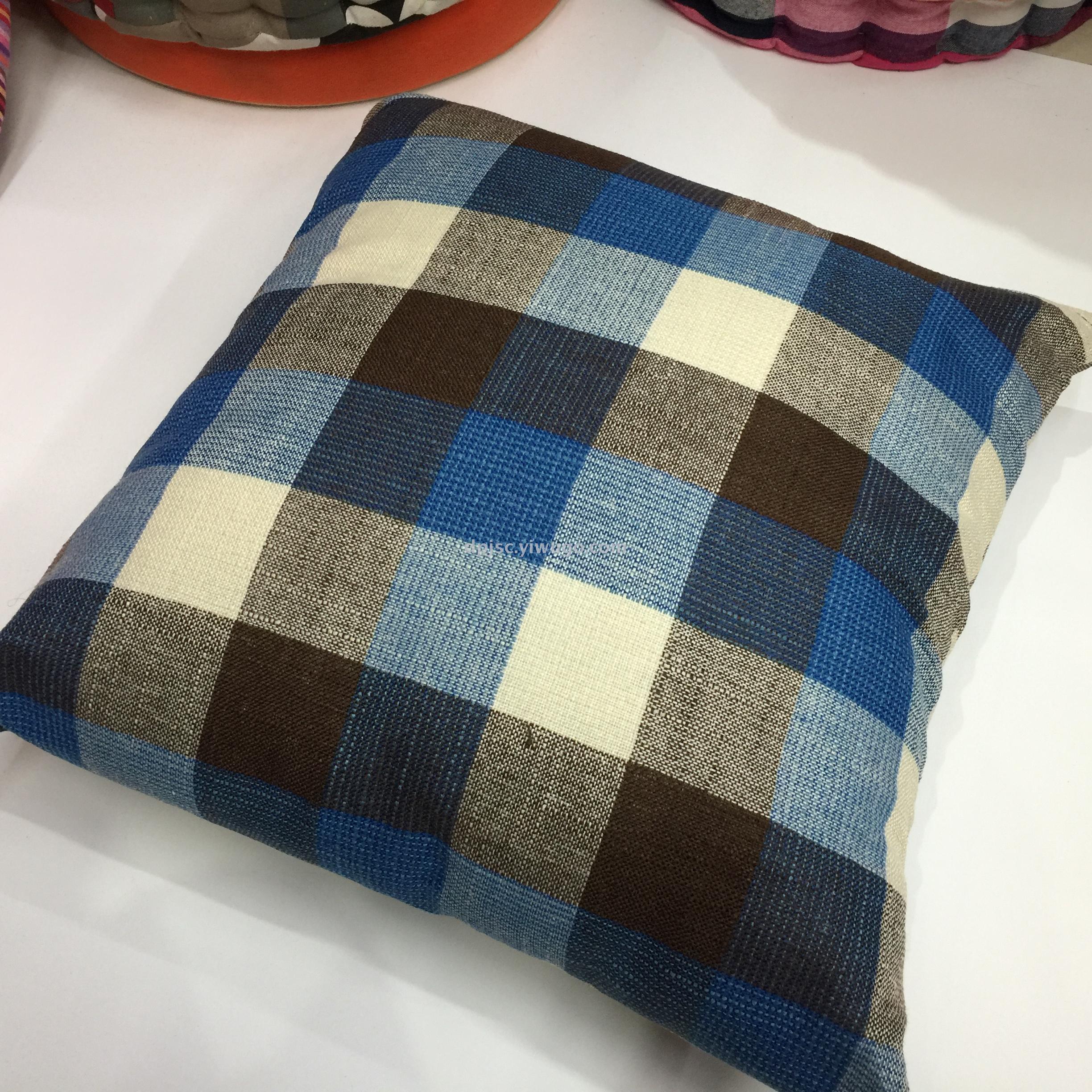Plaid pillow, cushion for leaning on, simple cotton and linen pillow, pillow case Plaid pillow, cushion for leaning on, simple cotton and linen pillow, pillow case