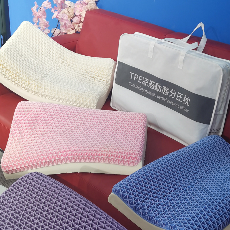 Factory Wholesale TPE Cool Dynamic Non-Pressure Pillow Latex Pectin Composite Pillow Core Adult Student Summer Pillow