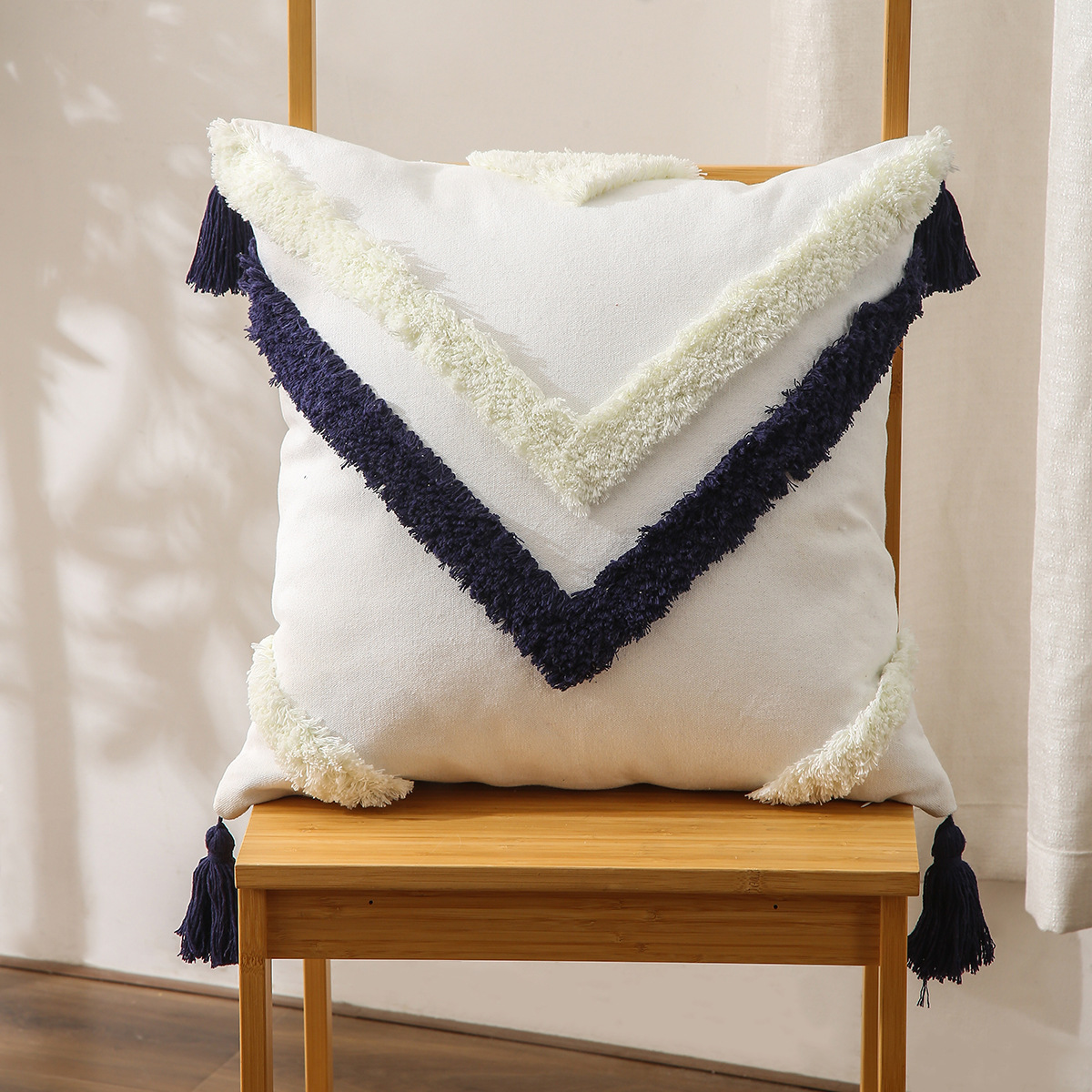 Exclusive for Cross-Border Tufted Pillow Cover Sofa Cushion Embroidery Processing Custom Pillow Drawing Proofing Processing Pillowcase