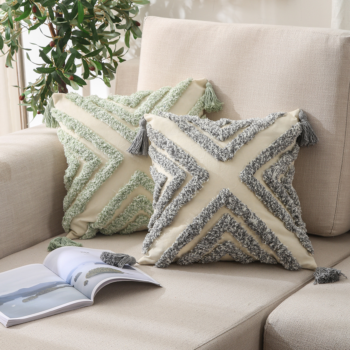Exclusive for Cross-Border Tufted Pillow Cover Sofa Cushion Embroidery Processing Custom Pillow Drawing Proofing Processing Pillowcase Exclusive for Cross-Border Tufted Pillow Cover Sofa Cushion Embroidery Processing Custom Pillow Drawing Proofing Processing Pillowcase