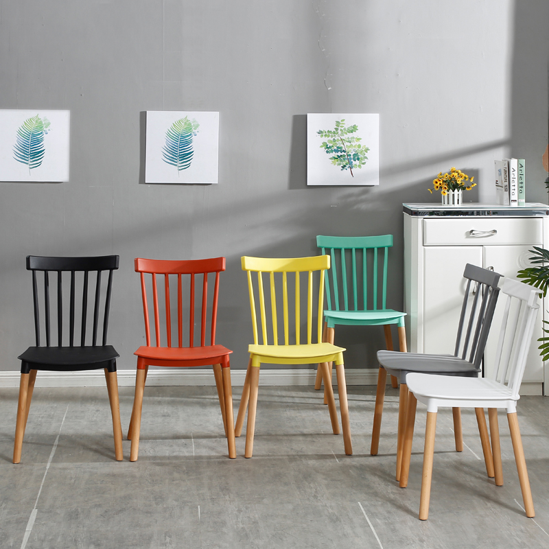 Nordic Windsor Chair American dining chair simple back stool plastic chair solid wood chair designer household chair