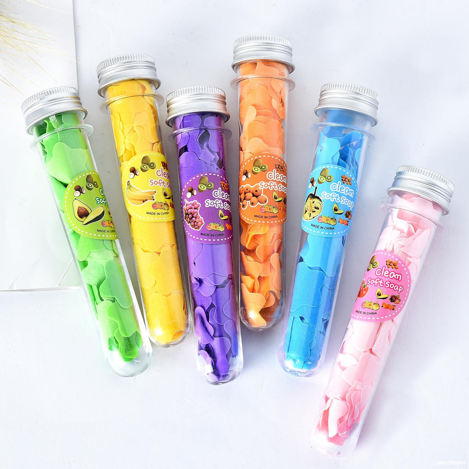 Portable Hand Washing Tablets Multi-Color Soap Flake Soap Slice Outdoor Travel Bottled Test Tube Disposable Soap Sheet Convenient Portable Hand Washing Tablets Multi-Color Soap Flake Soap Slice Outdoor Travel Bottled Test Tube Disposable Soap Sheet Convenient