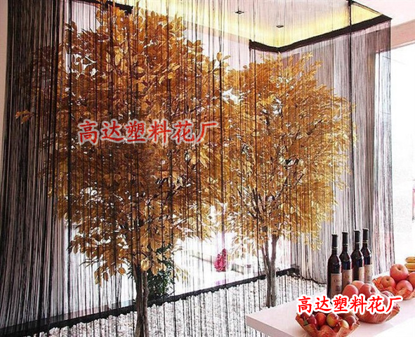 Simulation Golden Banyan Leaves Simulation Banyan Tree Artificial Plants Golden Branches Fake Branches Decoration Engineering Yiwu Wholesale