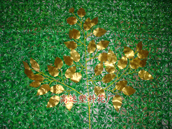 Simulation Golden Banyan Leaves Simulation Banyan Tree Artificial Plants Golden Branches Fake Branches Decoration Engineering Yiwu Wholesale
