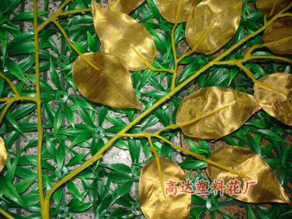 Simulation Golden Banyan Leaves Simulation Banyan Tree Artificial Plants Golden Branches Fake Branches Decoration Engineering Yiwu Wholesale