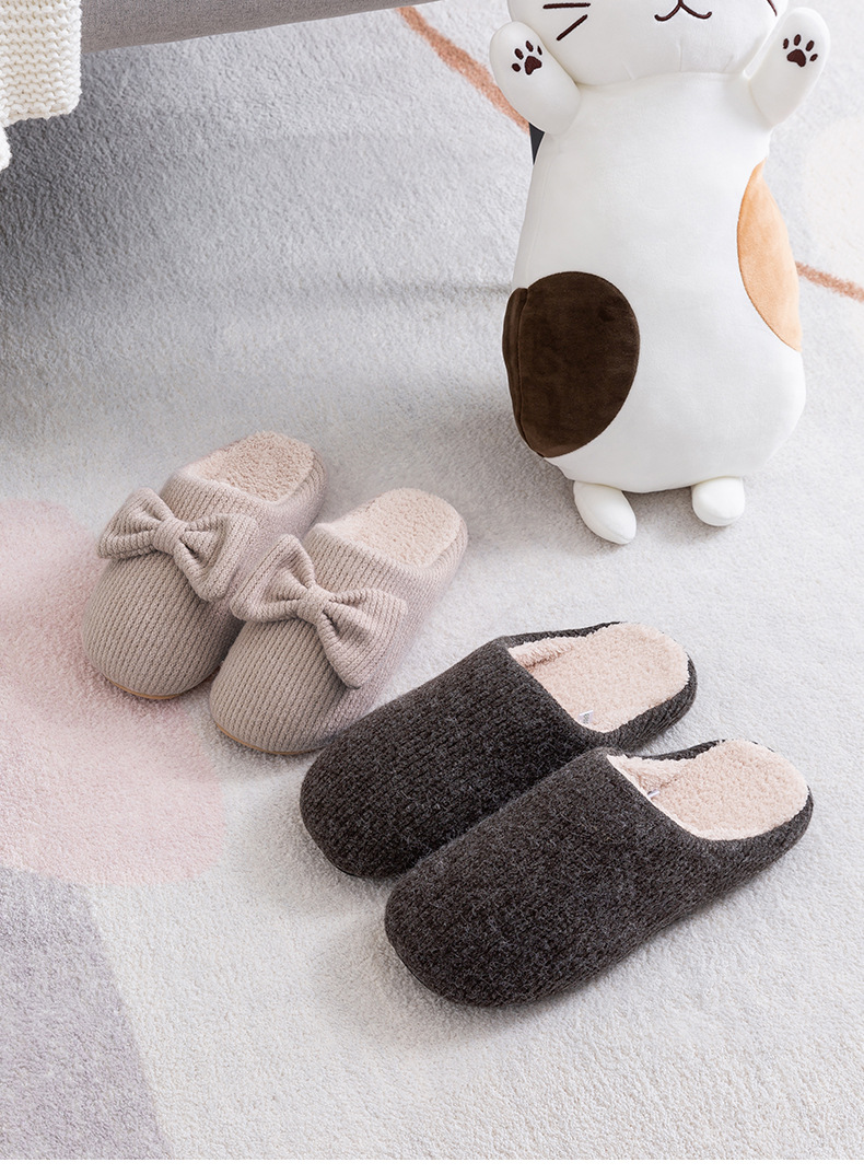 2020 New Bow Plush Slipper Warm Fashion Household Non-Slip Men and Women Indoor Confinement Couple Winter Fashion 2020 New Bow Plush Slipper Warm Fashion Household Non-Slip Men and Women Indoor Confinement Couple Winter Fashion