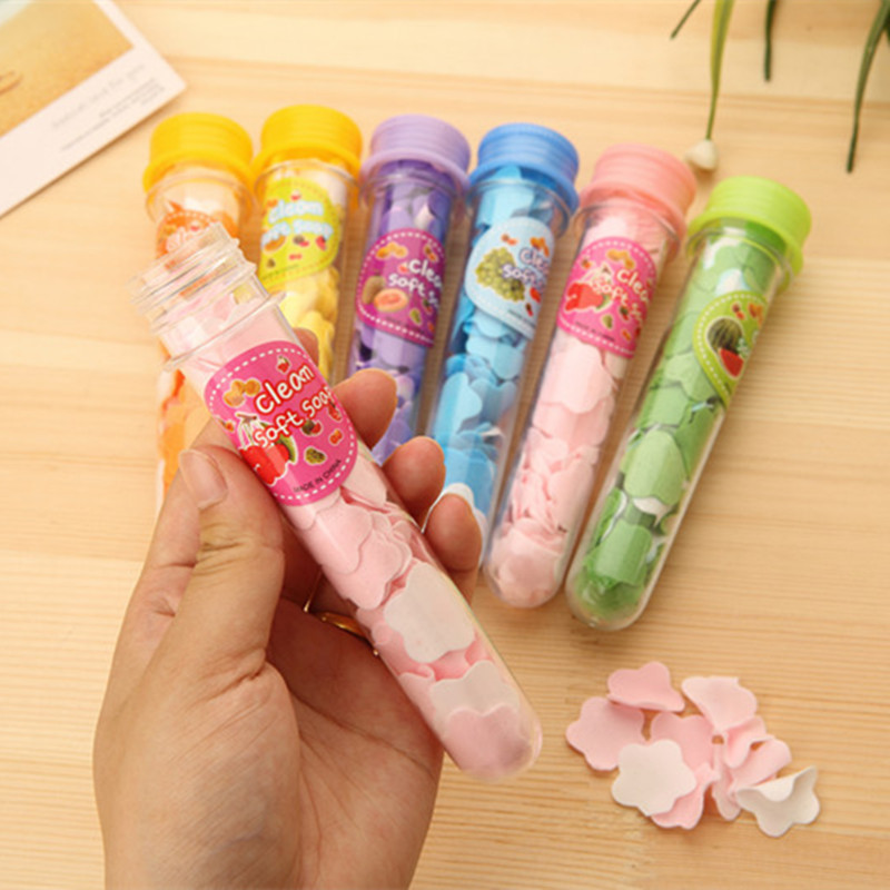 Portable Disposable Soap Slice Hand Washing Soap Sheet Soap Flake Travel Bottle Handwashing Paper Test Tube Flower Soap