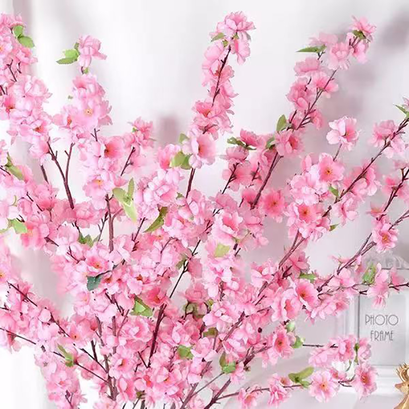 Artificial Cherry Spring Plum Peach Blossom Branch Silk Flower Tree Decor
