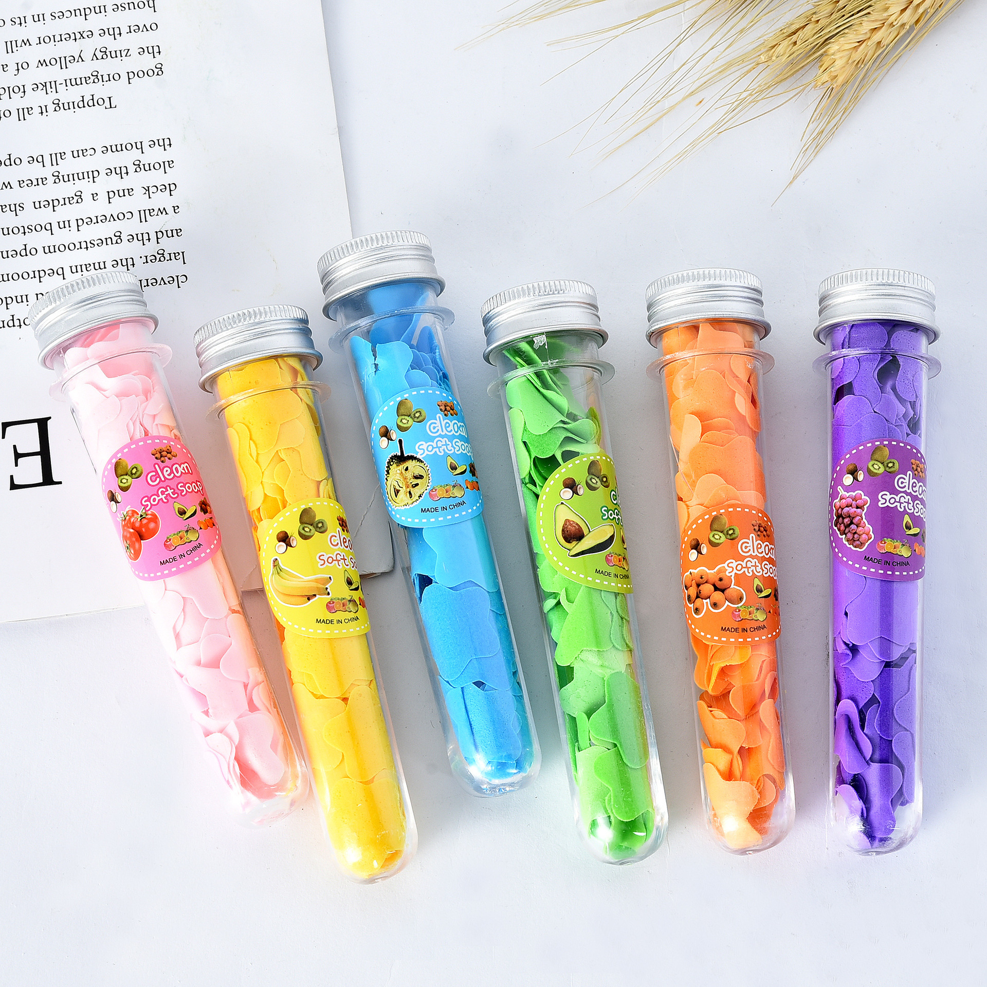 Portable Hand Washing Tablets Multi-Color Soap Flake Soap Slice Outdoor Travel Bottled Test Tube Disposable Soap Sheet Convenient