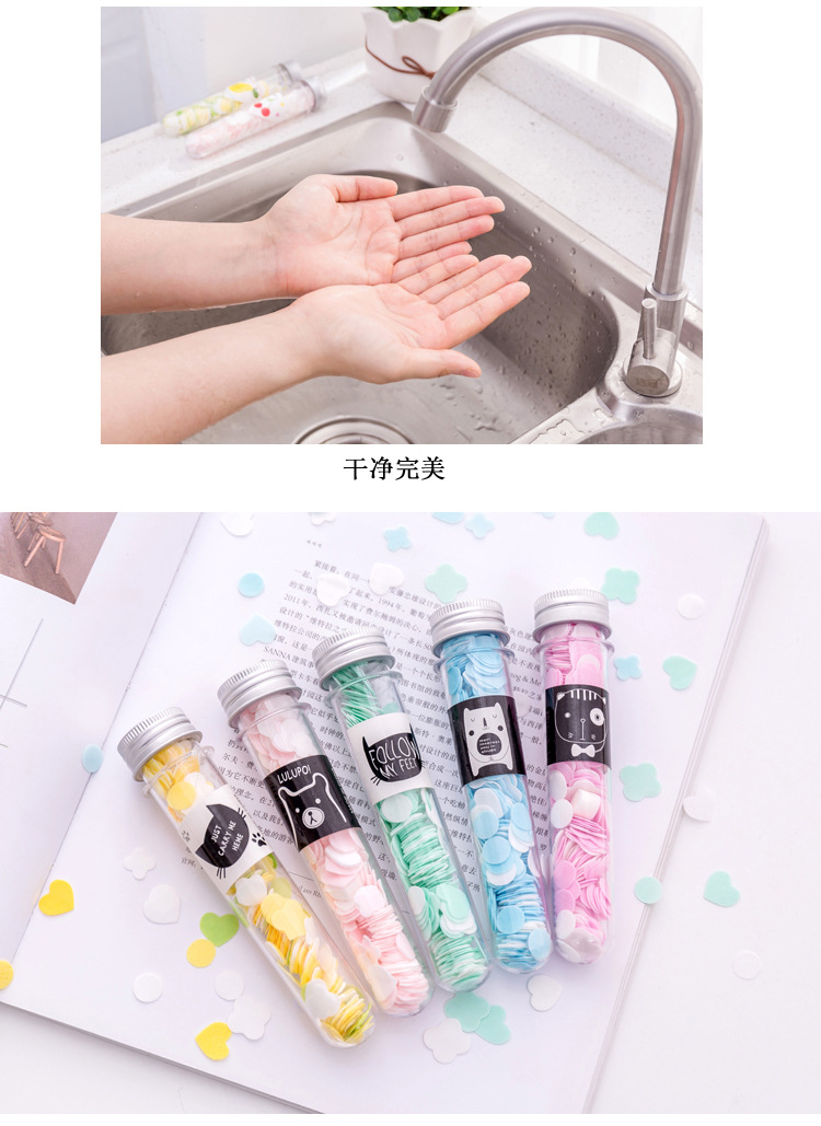 Portable Outdoor Hand Washing Soap Sheet Soap Flake Travel Bottle Handwashing Paper Test Tube Pattern Disposable Soap Slice