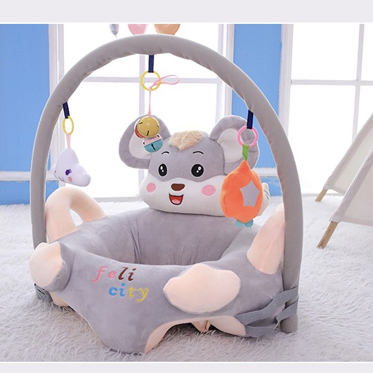 Cartoon Baby Learning Seat Infant Safety Small Chair Portable Children&#039;s Sofa Plush Toy Bell Puzzle