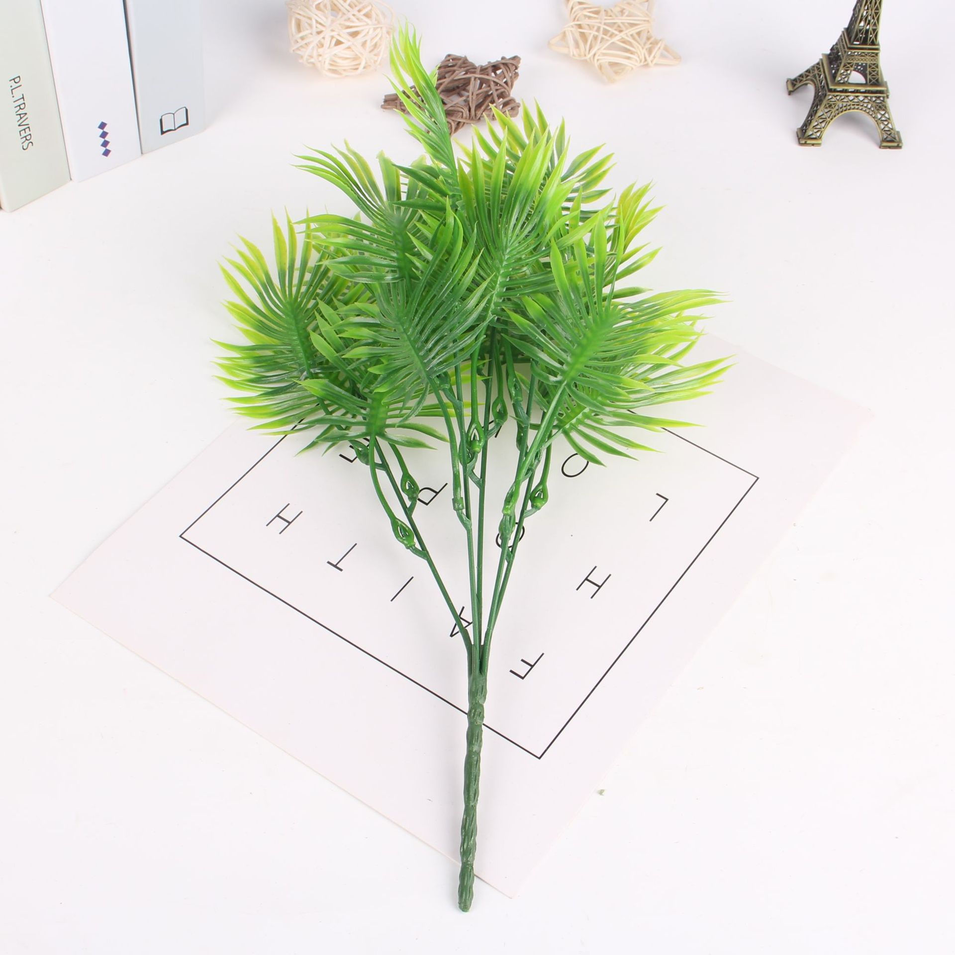 Artificial Green Color Plant Wall Ornamental Flower Fan Leaf Tree Artificial Flower Silk Flower Engineering Gardening Decoration Props Flower
