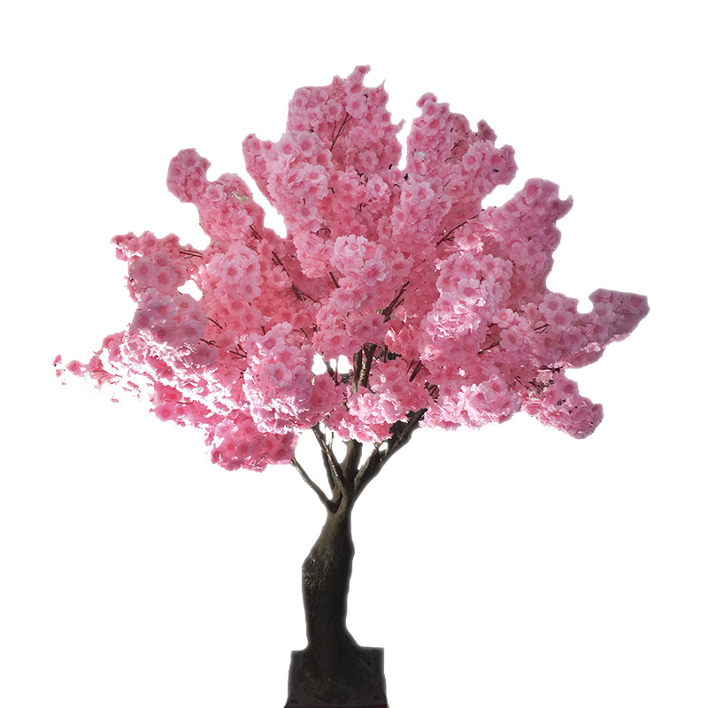 Factory Wholesale Artificial Cheery Branch Fake Flower for Wedding 4 Forks with Leaves Landscape Tree Wedding Decoration Flower Arch Road Lead