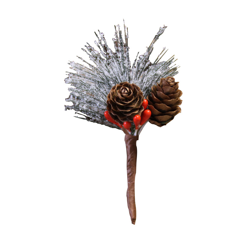 Pine Needle Mini Christmas Tree Accessories Gift Box Decoration Artificial Flower Christmas Decoration Ornament Foreign Trade Snow Pink Pine Needle
