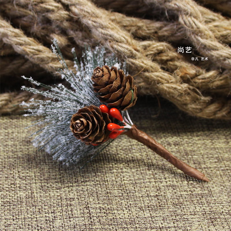 Pine Needle Mini Christmas Tree Accessories Gift Box Decoration Artificial Flower Christmas Decoration Ornament Foreign Trade Snow Pink Pine Needle