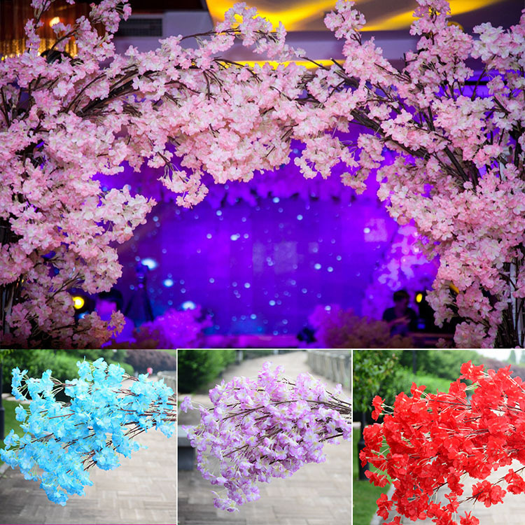 Artificial Flower Cherry Twig Wedding Ceiling Decoration Bouquet Fake Flower Rattan and Vine Plastic Flowers Cherry Tree Factory Wholesale