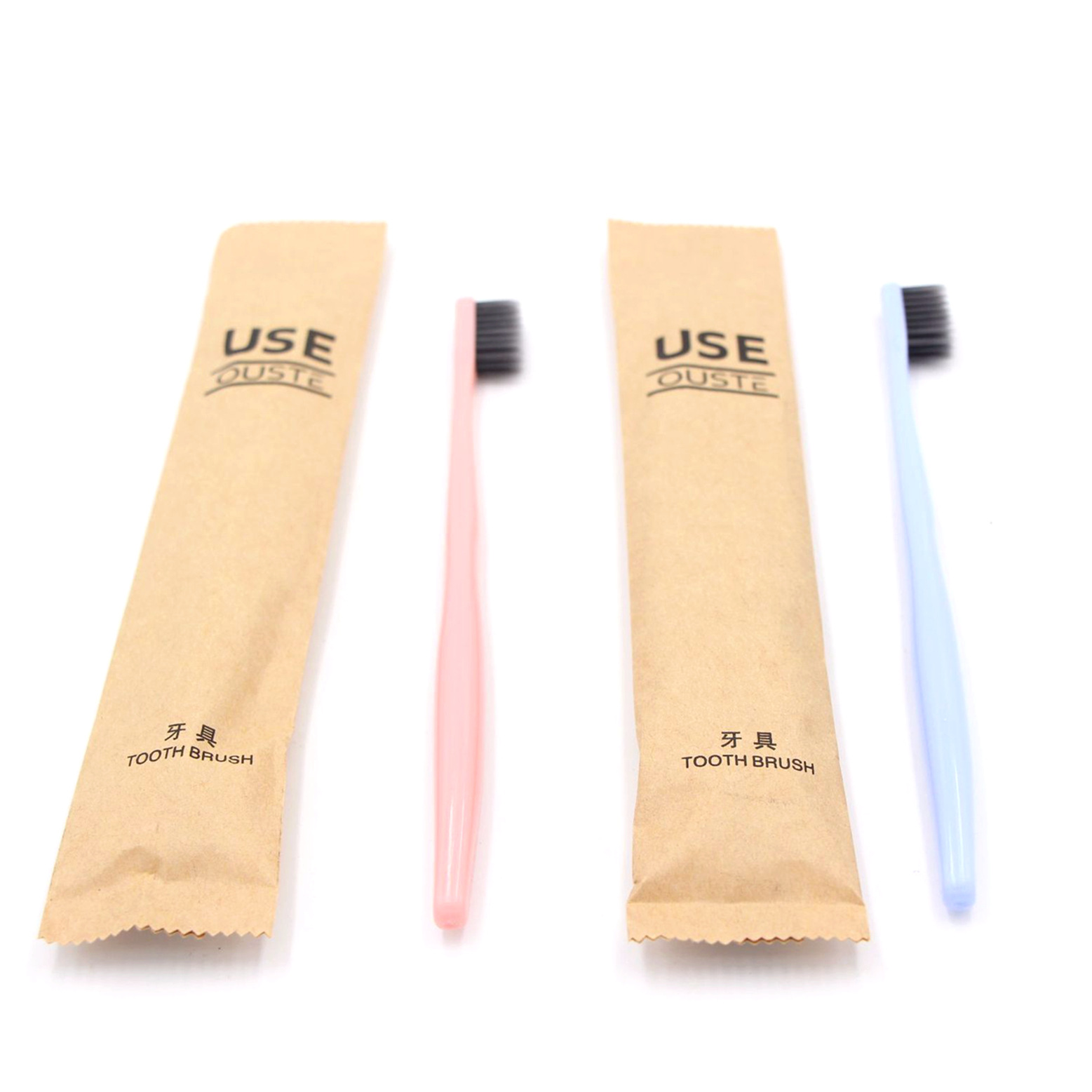 Ouste Hotel Club Home Disposable Toothbrush Toothpaste Soft Wool Kraft Paper Tooth-Cleaners Set