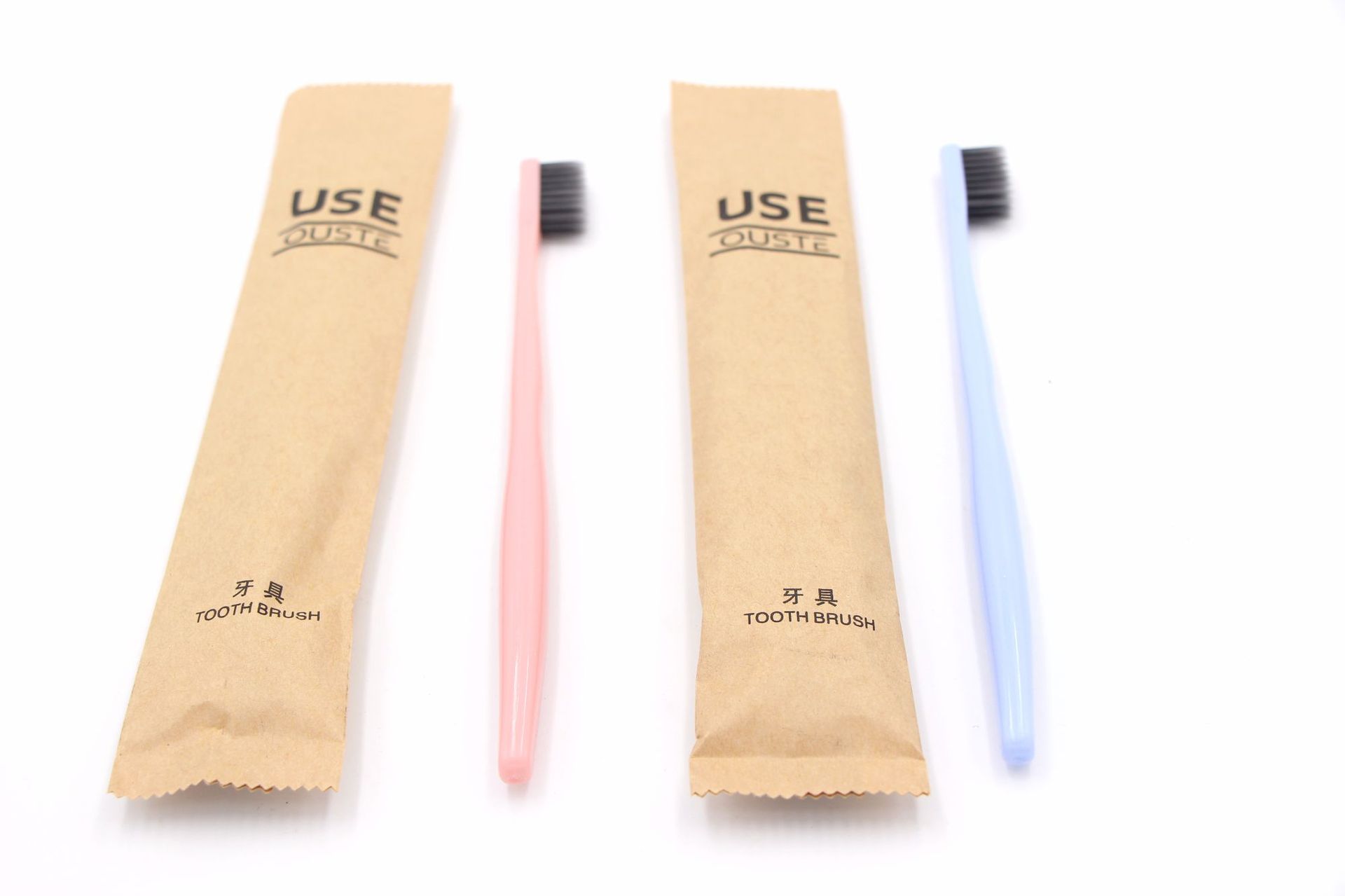 Ouste Hotel Club Home Disposable Toothbrush Toothpaste Soft Wool Kraft Paper Tooth-Cleaners Set
