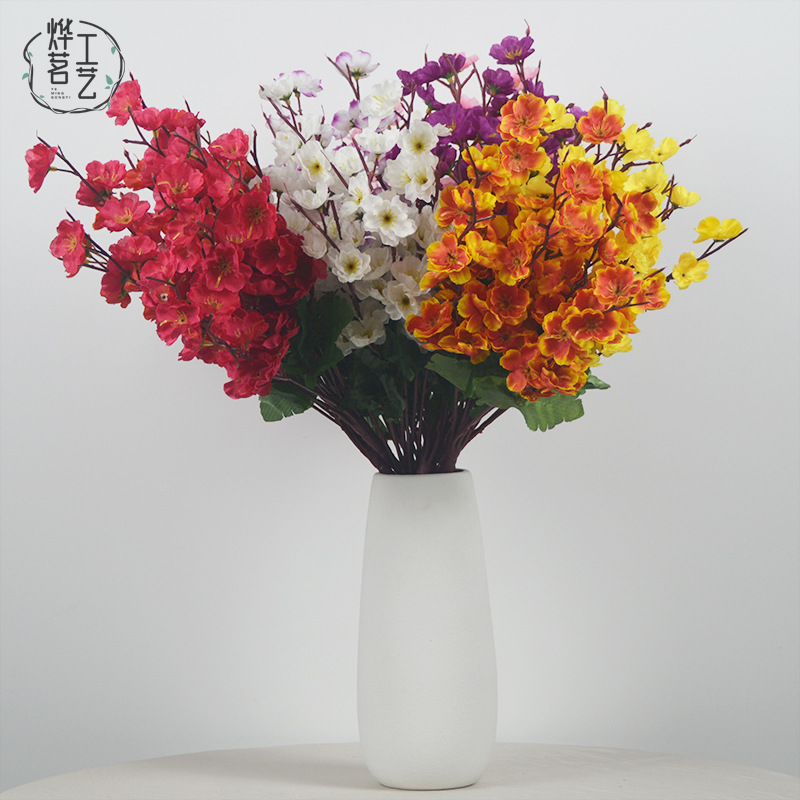 Artificial Flower Factory Plum Blossom Peach Blossom Branch Silk Flower Fake Flower Pastoral Fake Trees New Year Decorations Wishing Tree Cross-Border Delivery