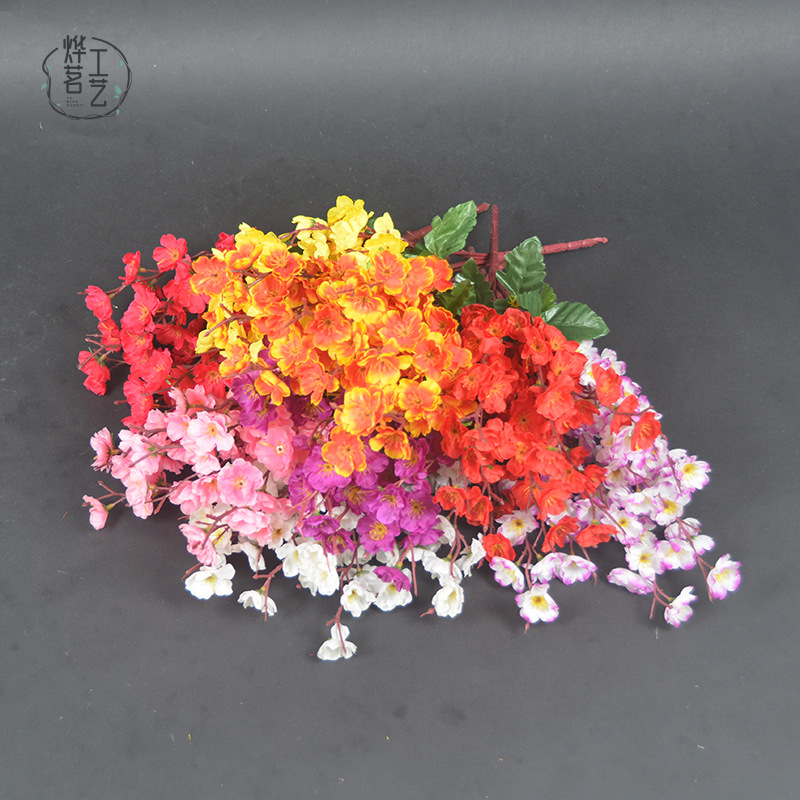 Artificial Flower Factory Plum Blossom Peach Blossom Branch Silk Flower Fake Flower Pastoral Fake Trees New Year Decorations Wishing Tree Cross-Border Delivery