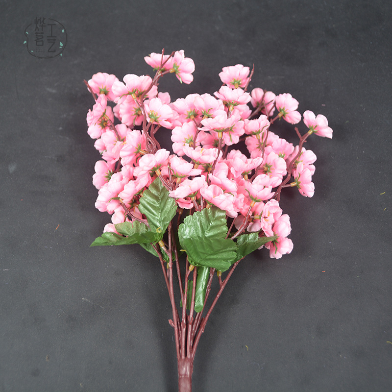 Artificial Flower Factory Plum Blossom Peach Blossom Branch Silk Flower Fake Flower Pastoral Fake Trees New Year Decorations Wishing Tree Cross-Border Delivery