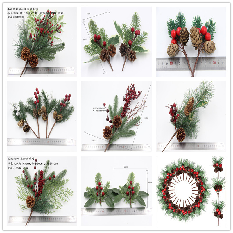 Christmas Decoration Bouquet DIY Garland Christmas Tree Matching Holiday Window Bar Scene Artificial Pine Cones Accessories