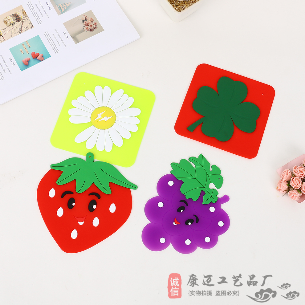 Minimalist Creative Colorful Jelly Color Fruit Shape Water Cup Mat Silicone Coaster Non-Slip Insulation Mat Teacup Mat