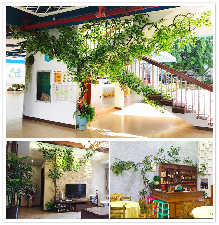 Artificial Cherry Blossom Peach Tree Rattan Wedding Wedding New Year Wall Decoration Fake Trees Green Leaf Vine Decorative Pipe