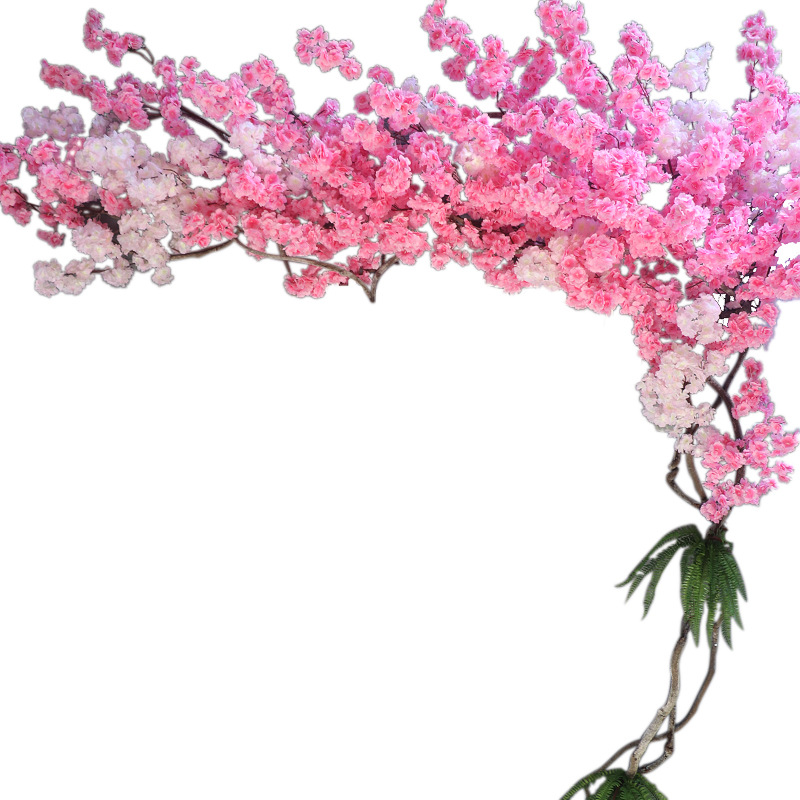Artificial Cherry Blossom Peach Tree Rattan Wedding Wedding New Year Wall Decoration Fake Trees Green Leaf Vine Decorative Pipe