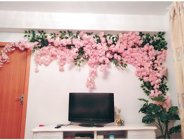 Artificial Cherry Blossom Peach Tree Rattan Wedding Wedding New Year Wall Decoration Fake Trees Green Leaf Vine Decorative Pipe Artificial Cherry Blossom Peach Tree Rattan Wedding Wedding New Year Wall Decoration Fake Trees Green Leaf Vine Decorative Pipe