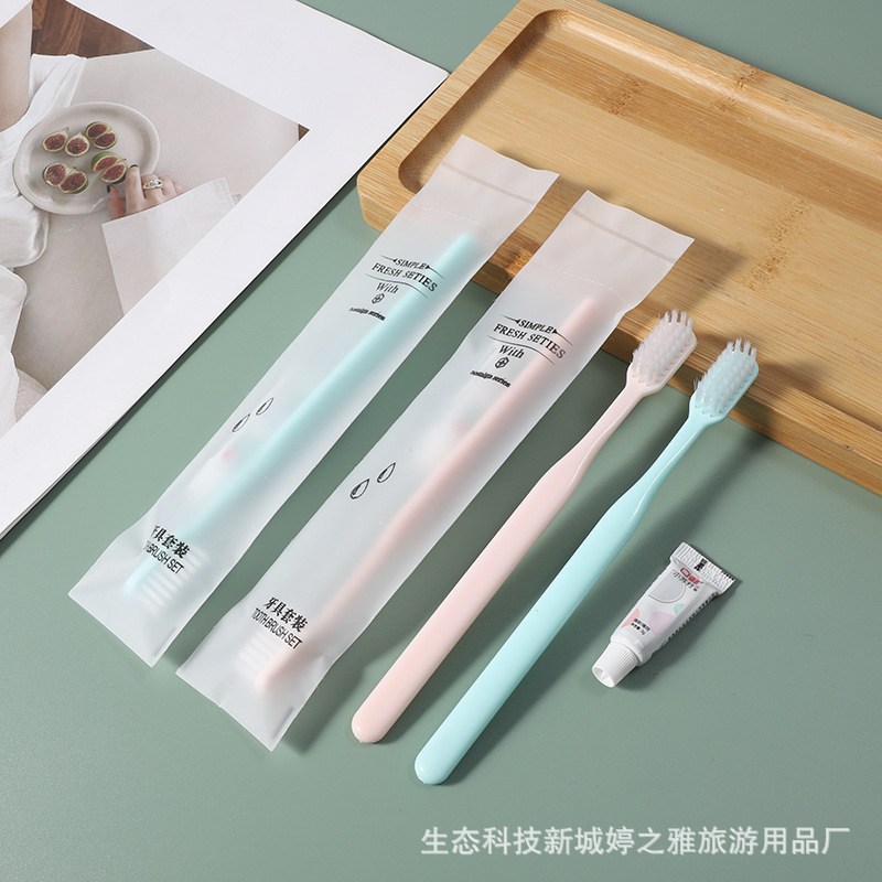 Hotel Hotel Disposable Toothbrush Toothpaste Toiletry Set B &amp; B Inn Soft Hair Tooth-Cleaners Two-in-One