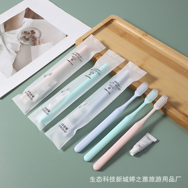 Hotel Hotel Disposable Toothbrush Toothpaste Toiletry Set B &amp; B Inn Soft Hair Tooth-Cleaners Two-in-One